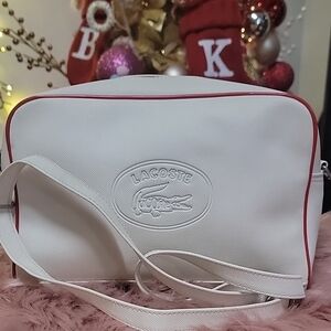 Lacoste White Crossbody Bag with Red Trim